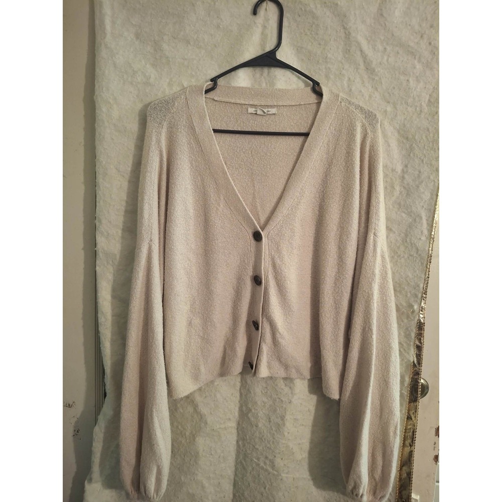 American Eagle Outfitters Cream Balloon Sleeve Cardigan Medium